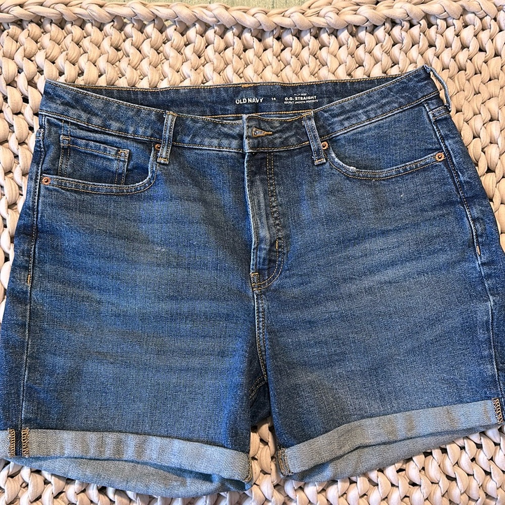 Old Navy, high-rise OG straight secret smooth pockets denim jean shorts